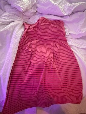 Old Navy Hot Pink with Black Striped Strapless Dress